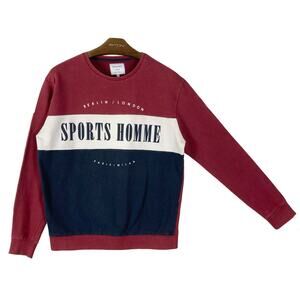 PRIMARK Sweatshirt Men XL Colorblock “Sports Homme” Long-Sleeve Cotton